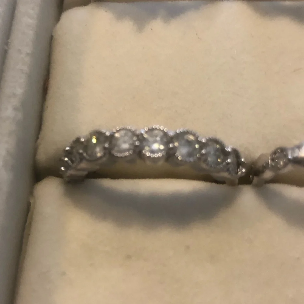 Silver-tone CZ Milgrain Band Ring